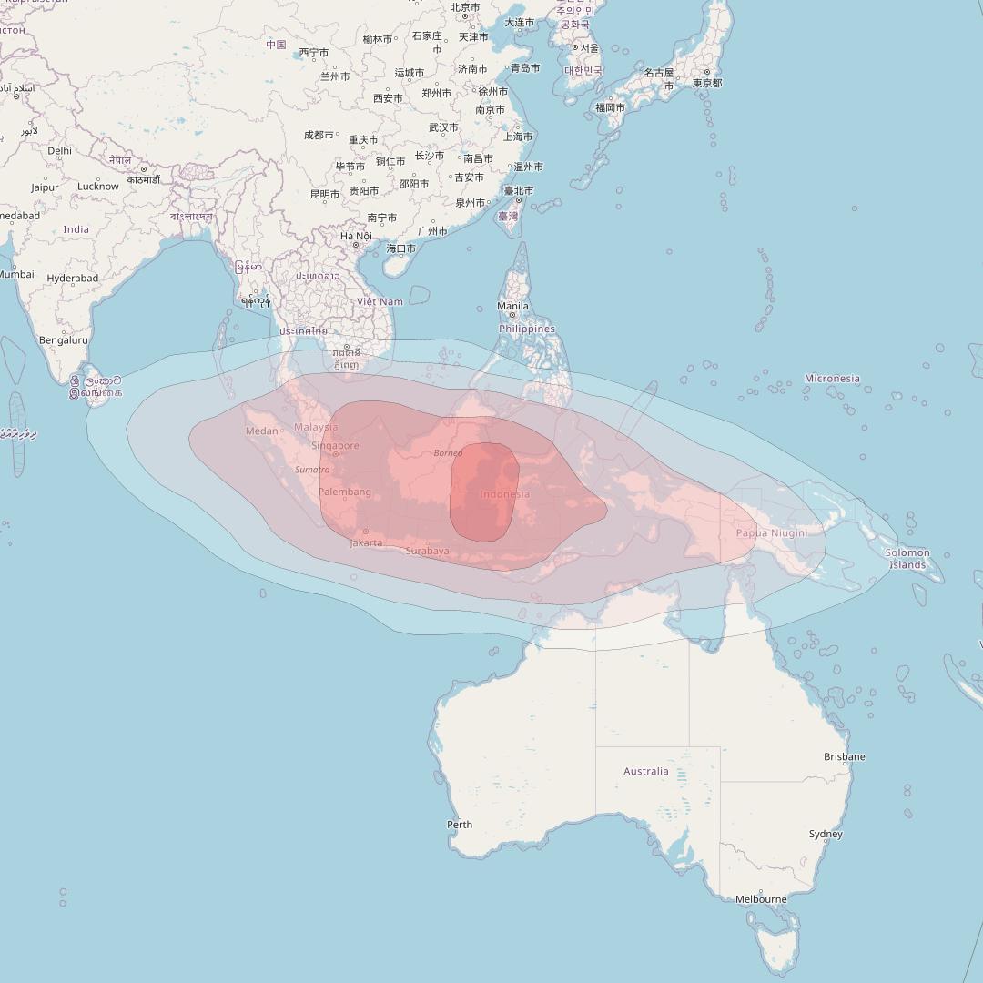 AsiaSat 5 at 101° E downlink Ku-band Indochina Spot Beam coverage map