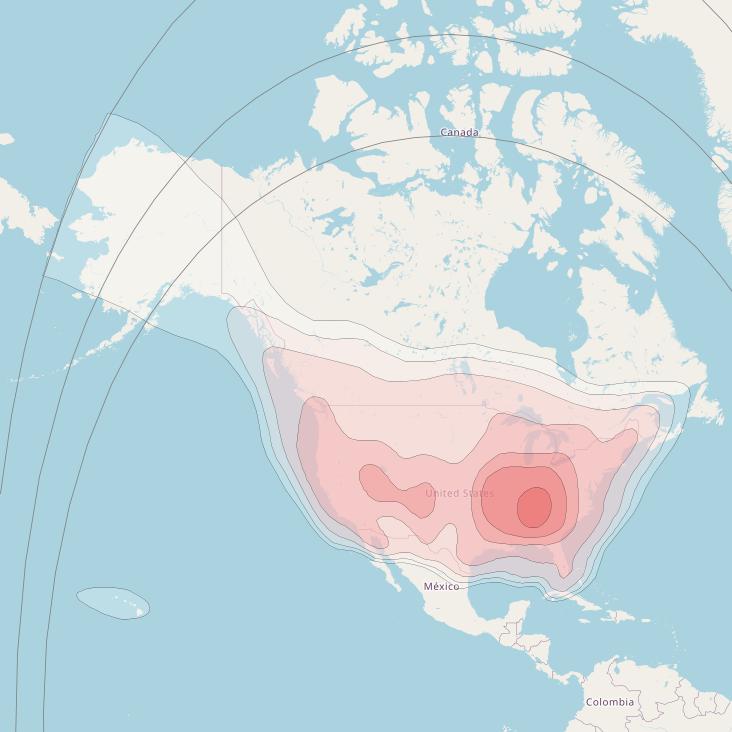 SES 1 at 101° W downlink Ku-band North America Beam coverage map