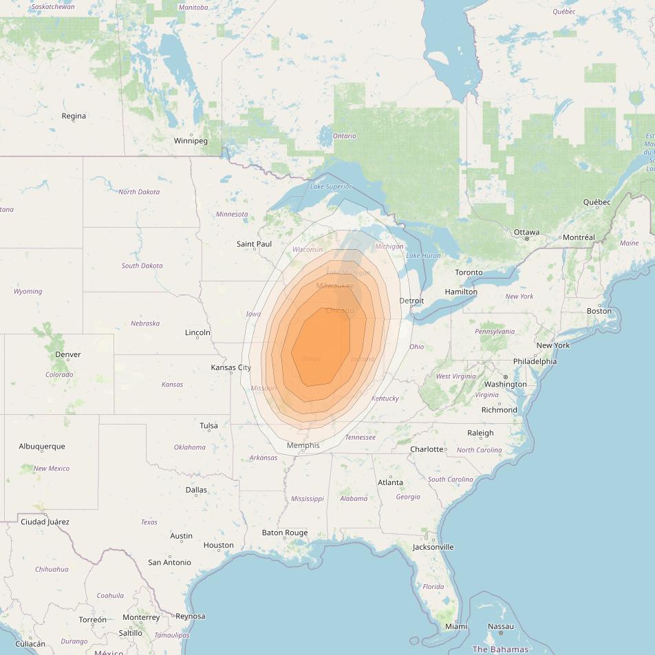 Directv 12 at 103° W downlink Ka-band A1B4 (Chicago) Spot beam coverage map