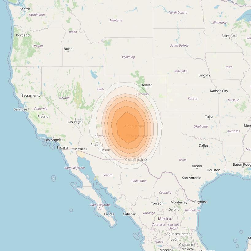 Directv 12 at 103° W downlink Ka-band A1B9 (Albuquerque) Spot beam coverage map