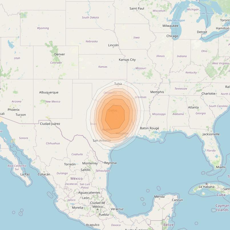 Directv 12 at 103° W downlink Ka-band A2B8 (Dallas) Spot beam coverage map