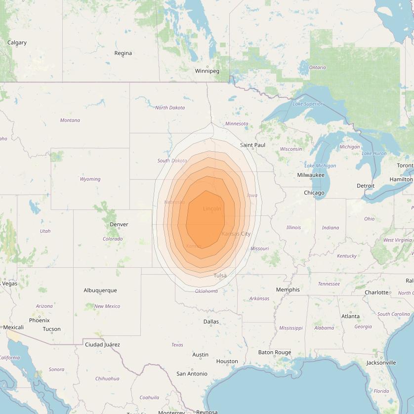Directv 10 at 103° W downlink Ka-band A2B9 (Omaha) Spot beam coverage map