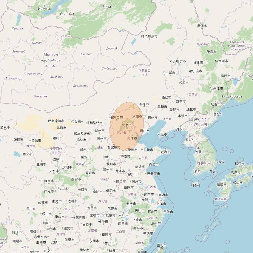 Chinasat 16 at 110° E downlink Ka-band Beijing GW beam coverage map