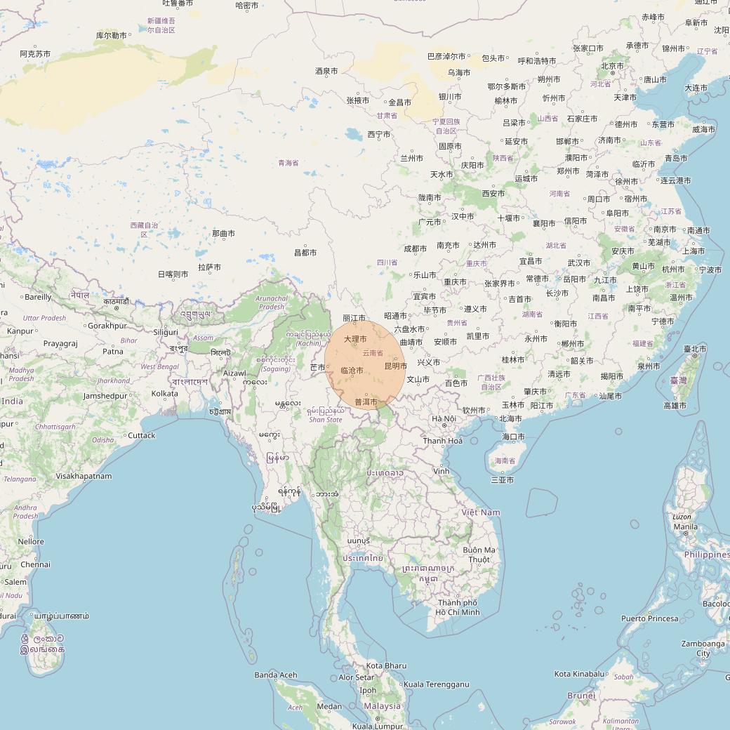 Chinasat 16 at 110° E downlink Ka-band S07 User Spot beam coverage map