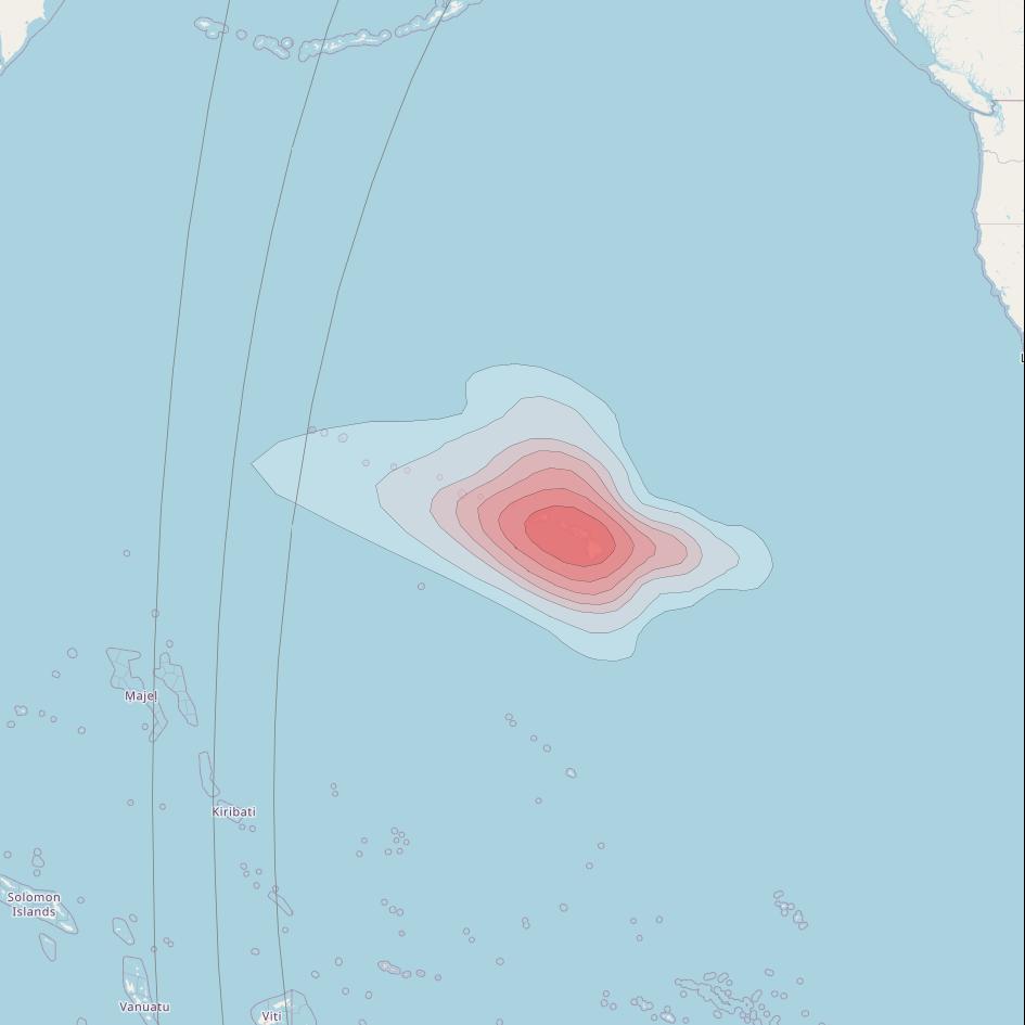 Echostar 10 at 110° W downlink Ku-band Spot HawaiiT47 Beam coverage map