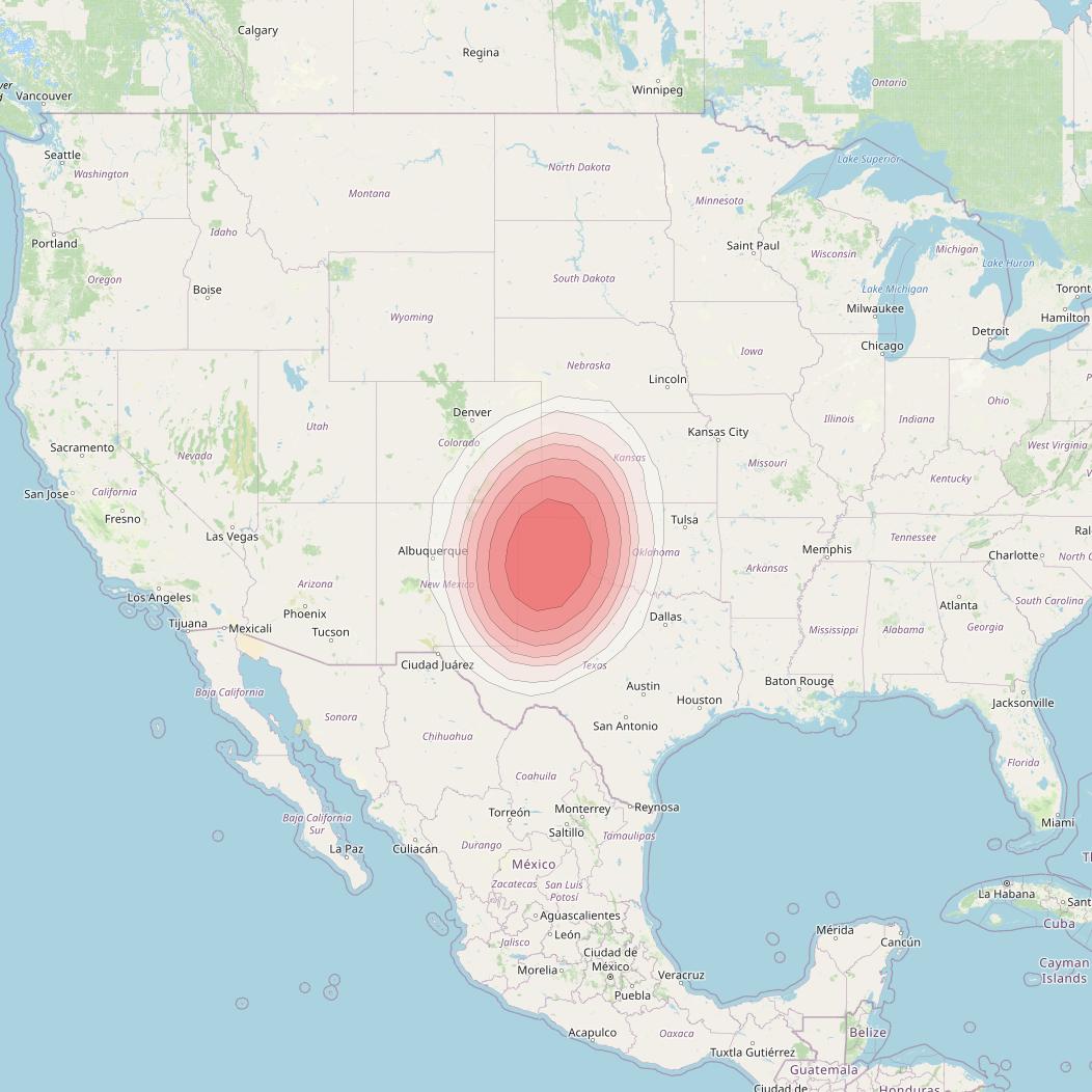 Echostar 10 at 110° W downlink Ku-band Spot NorthTexasT26 Beam coverage map