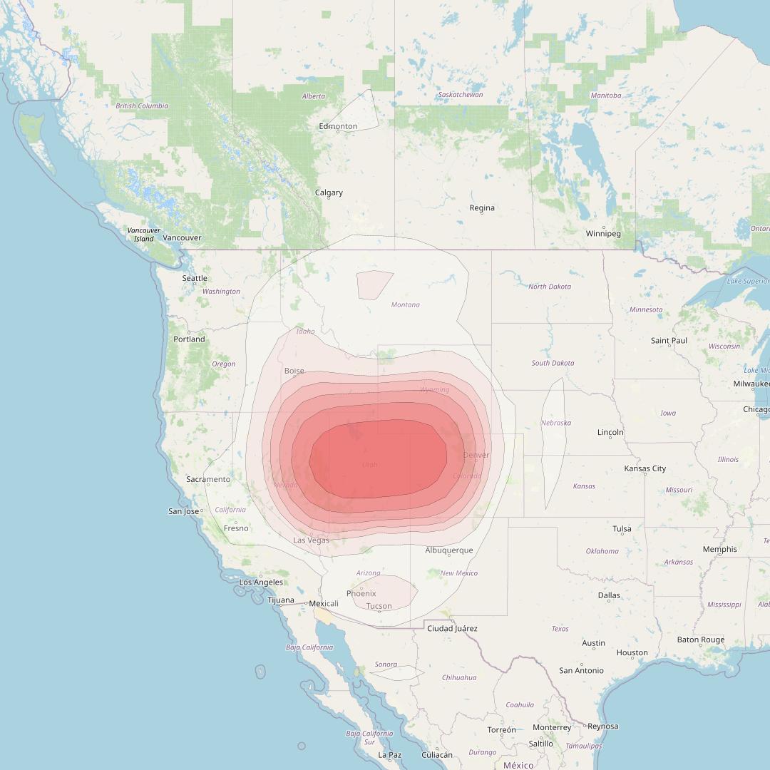 Echostar 10 at 110° W downlink Ku-band Spot UtahT34 Beam coverage map