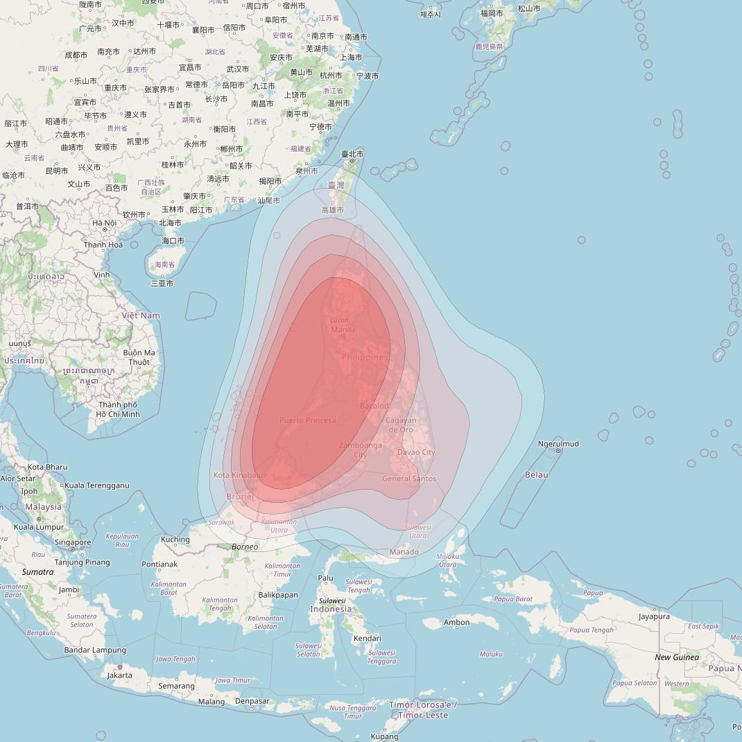 Koreasat 7 at 116° E downlink Ku-band Philippines beam coverage map