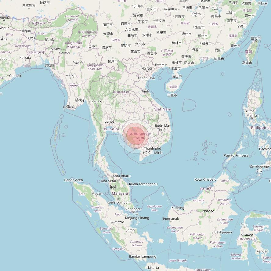 Thaicom 4 at 119° E downlink Ku-band Spot 208 beam coverage map