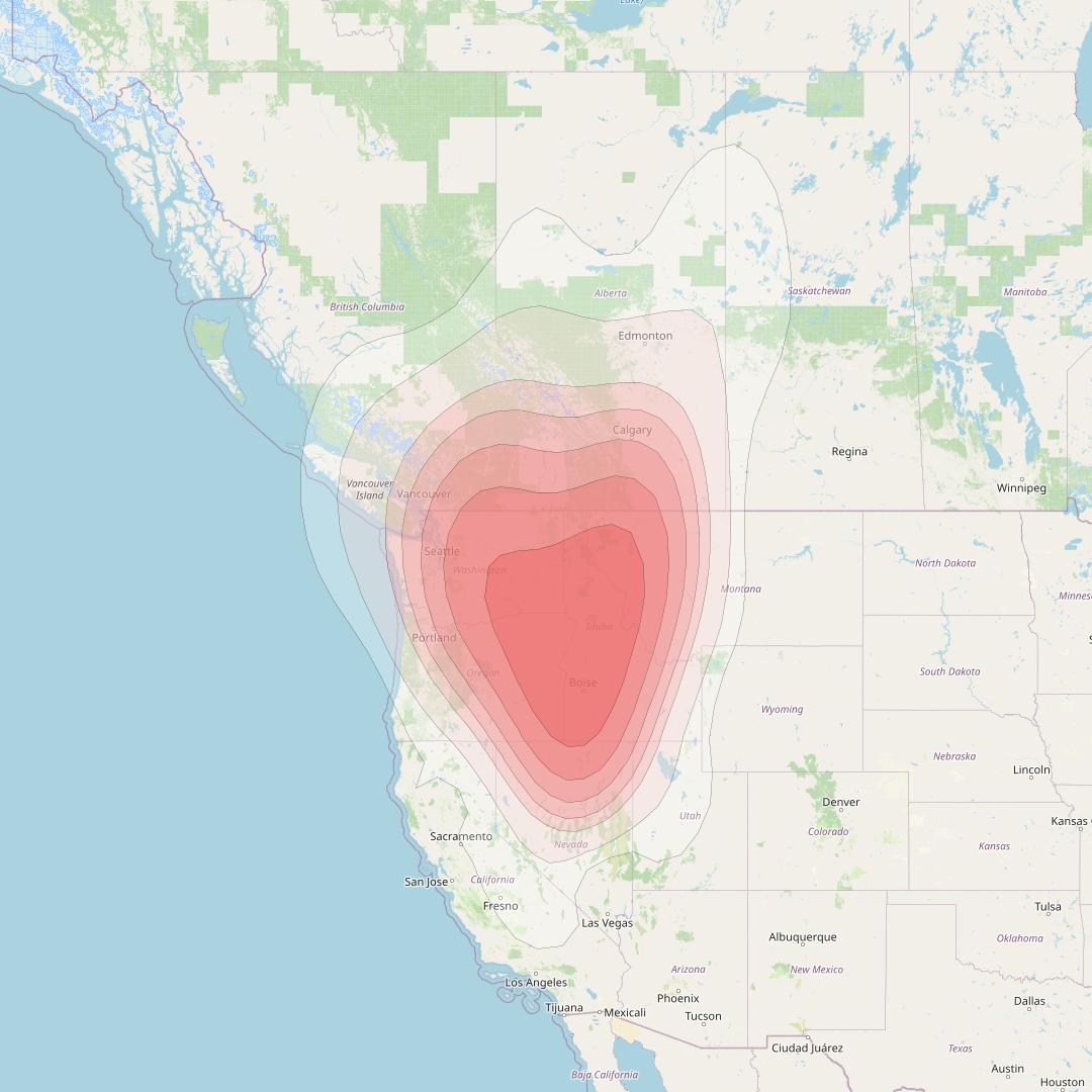 Echostar 14 at 119° W downlink Ku-band Spot A03 (Spokane) beam coverage map