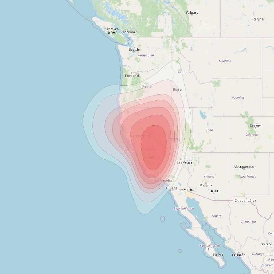 Echostar 14 at 119° W downlink Ku-band Spot A04 (Fresno) beam coverage map