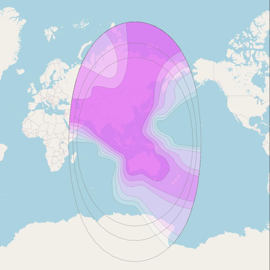 Asiasat 9 at 122° E downlink C-band Global beam coverage map