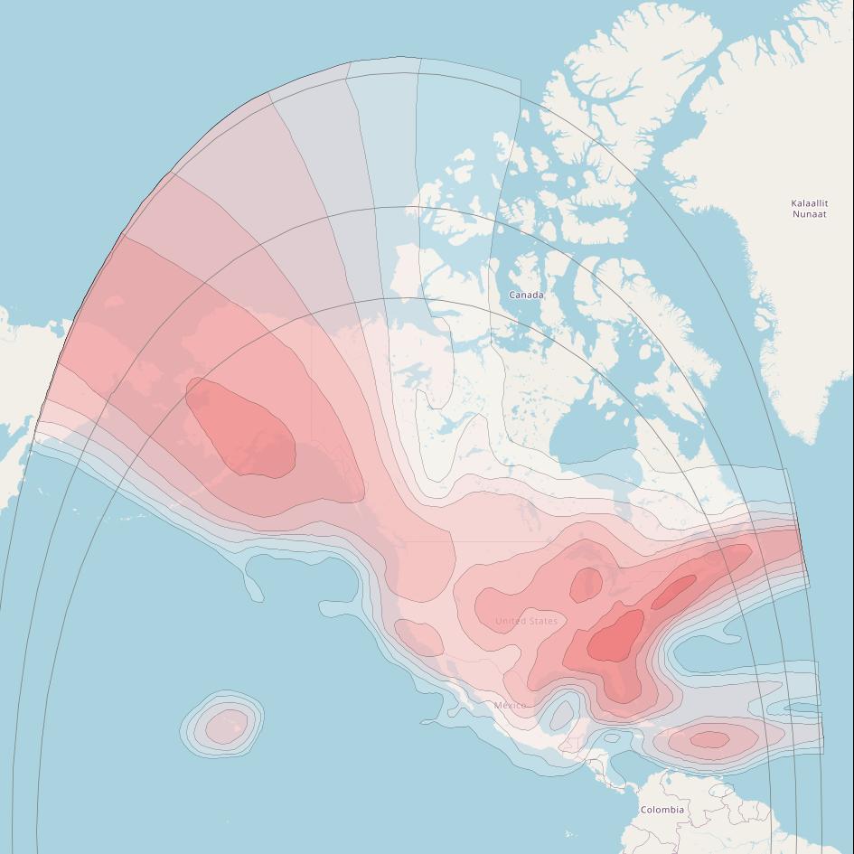 Galaxy 18 at 123° W downlink Ku-band NorthAmerica Beam coverage map