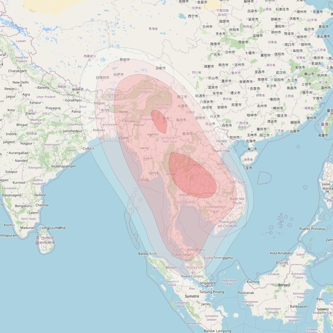 APSTAR 6C at 134° E downlink Ku-band Indochina beam coverage map
