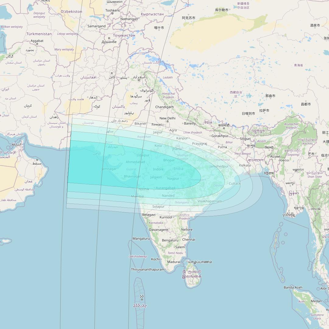 Inmarsat-4F1 at 143° E downlink L-band S007 User Spot beam coverage map