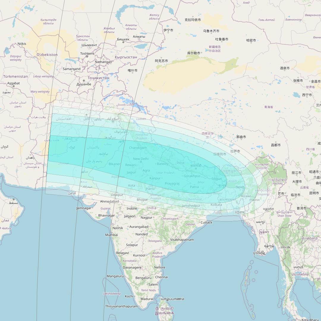 Inmarsat-4F1 at 143° E downlink L-band S016 User Spot beam coverage map