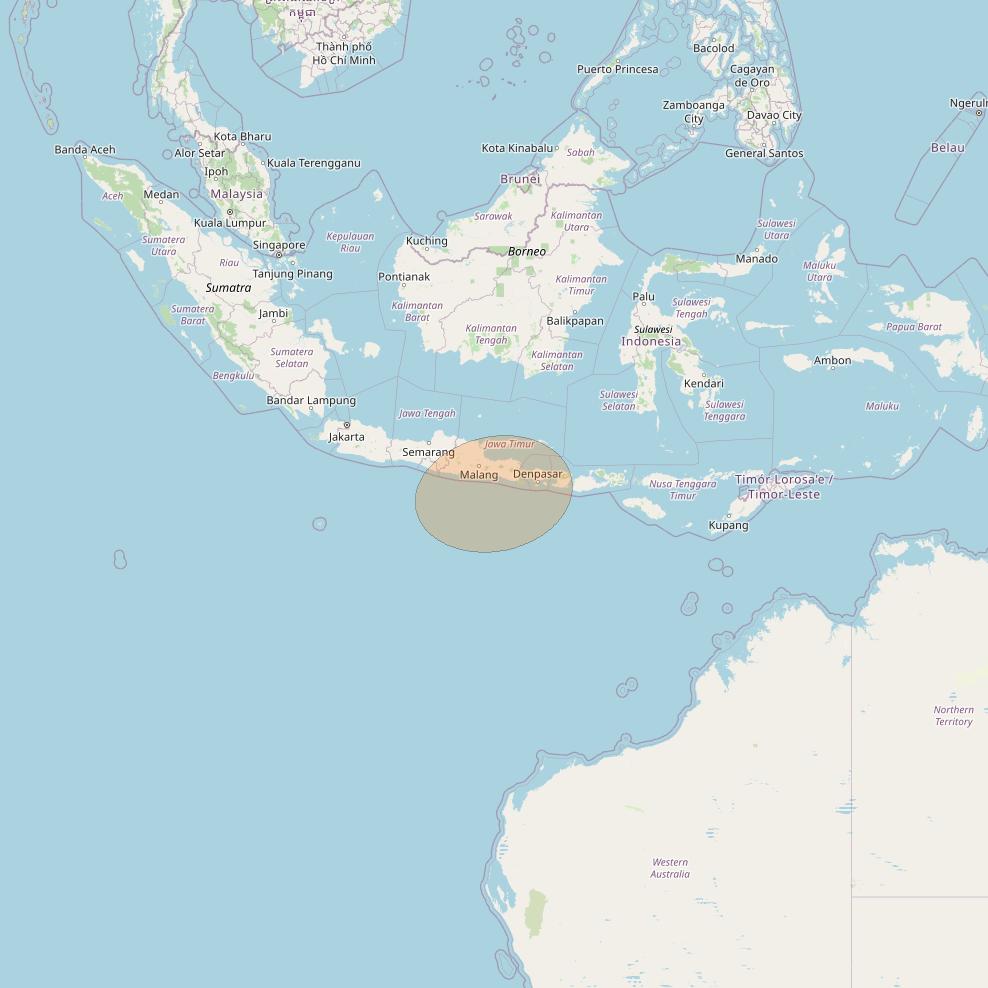 JCSat 1C at 150° E downlink Ka-band S06 (West NusaTenggara/RHCP/A) User Spot beam coverage map