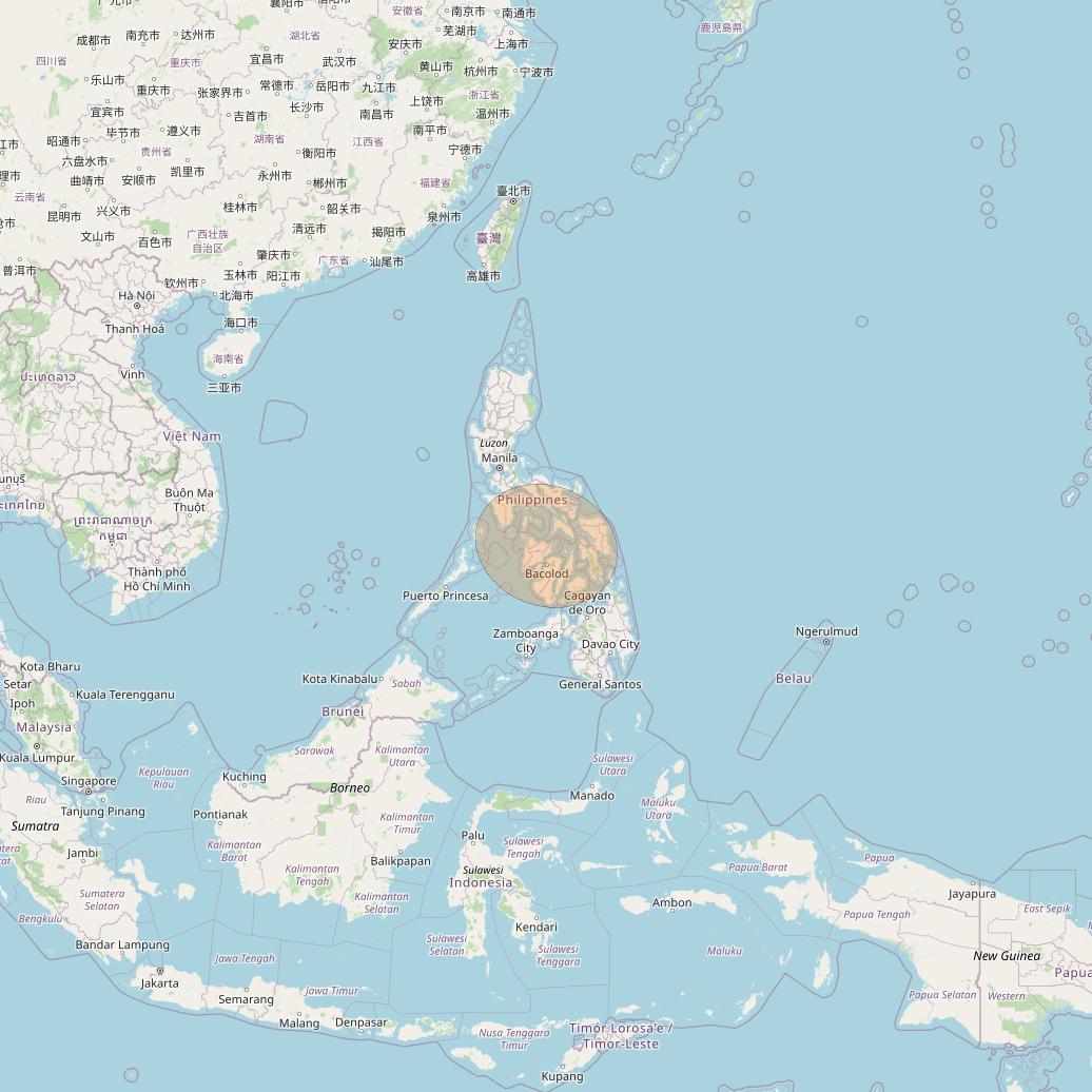 JCSat 1C at 150° E downlink Ka-band S46 (Central Philippines/RHCP/A) User Spot beam coverage map