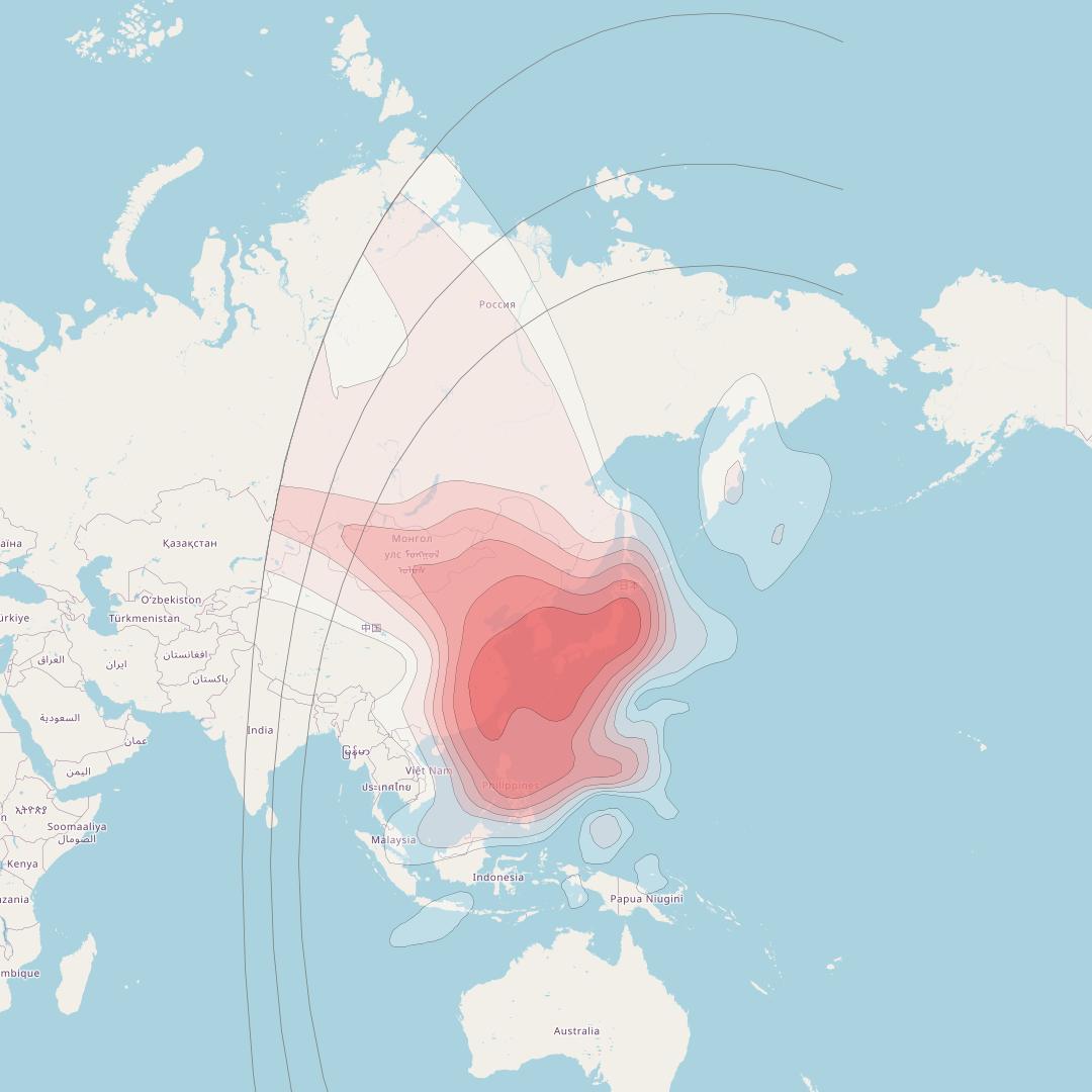 Intelsat 1R at 157° E downlink Ku-band Asia beam coverage map