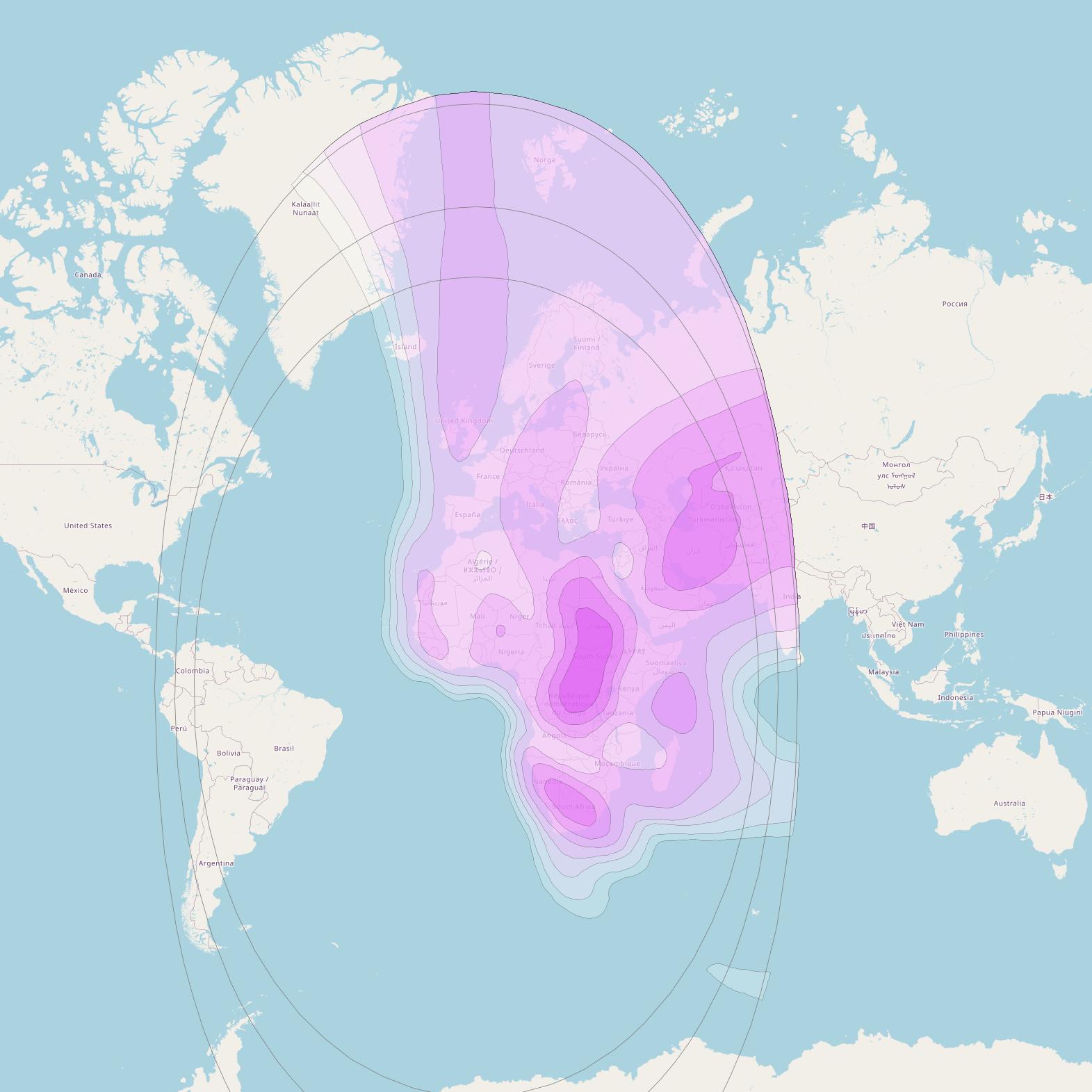 Intelsat 10-02 at 1° W downlink C-band East Hemi Beam coverage map