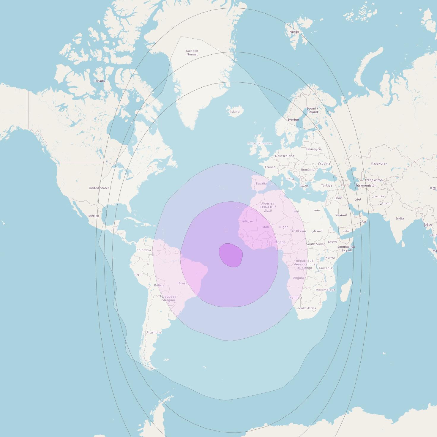 NSS 7 at 20° W downlink C-band Global Beam coverage map
