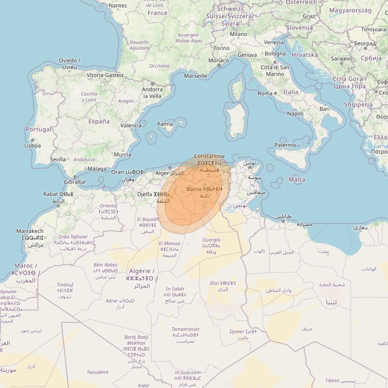 Al Yah 3 at 20° W downlink Ka-band Spot 04 User beam coverage map