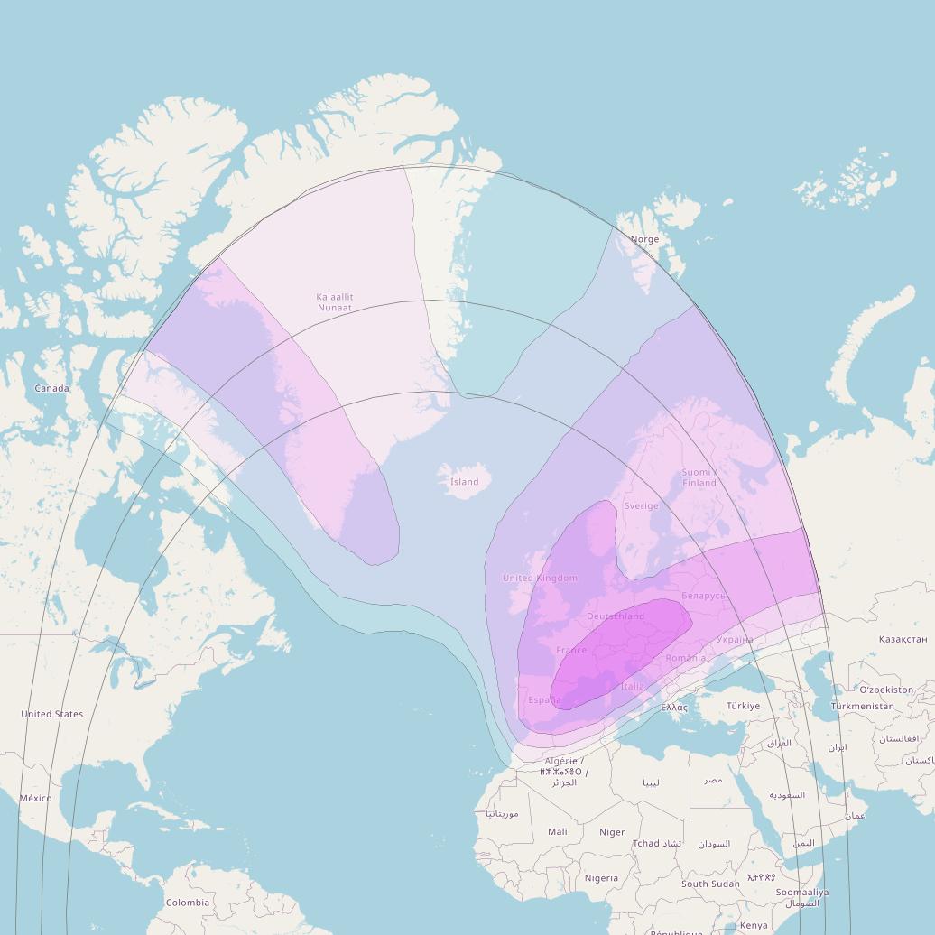 Intelsat 905 at 24° W downlink C-band North East Zone Beam coverage map