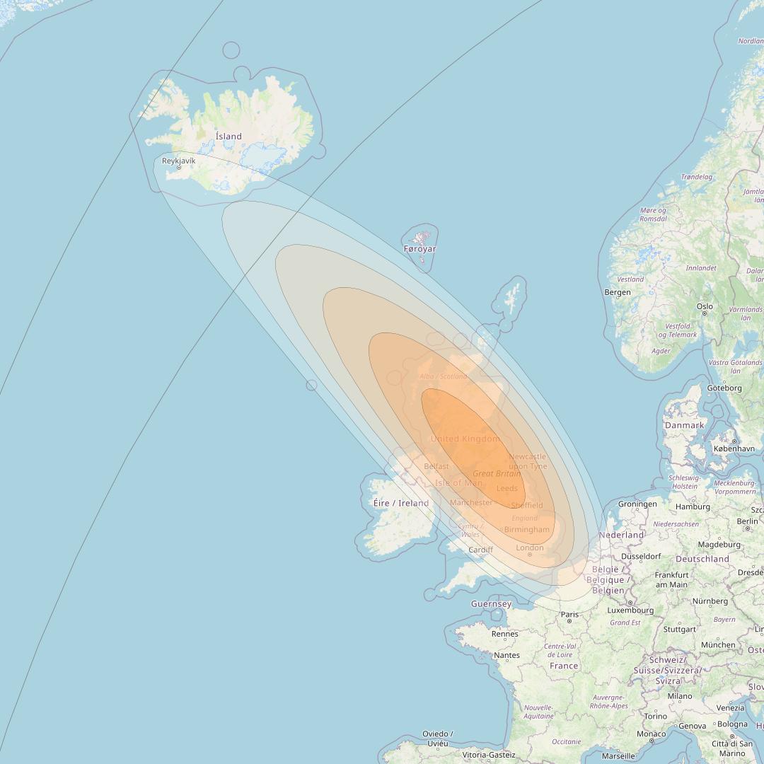Hylas 2 at 31° E downlink Ka-band Spot05 User beam coverage map