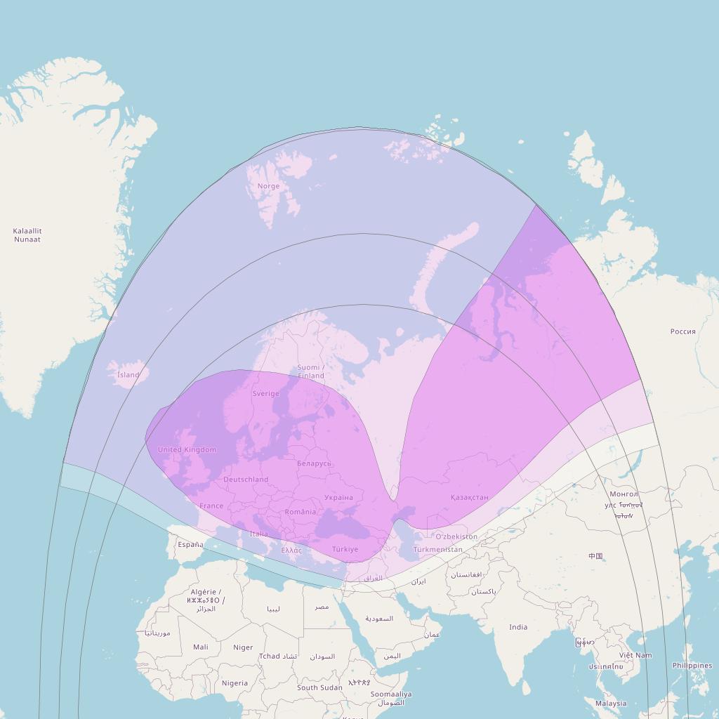 Express AM7 at 40° E downlink C-band Fixed beam coverage map