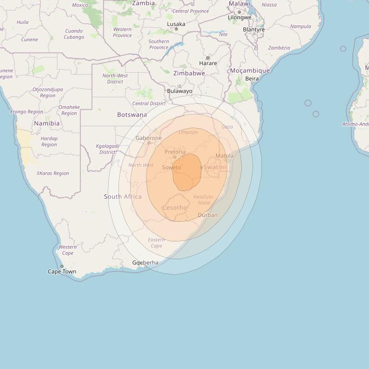 Nigcomsat 1R at 42° E downlink Ka-band South Africa Spot beam coverage map
