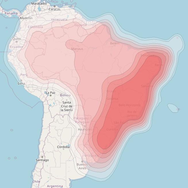 SES 14 at 47° W downlink Ku-band Brazil beam coverage map