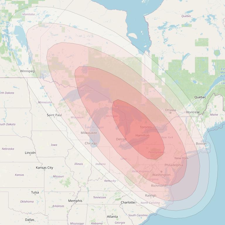 SES 14 at 47° W downlink Ku-band G02 User Spot beam coverage map