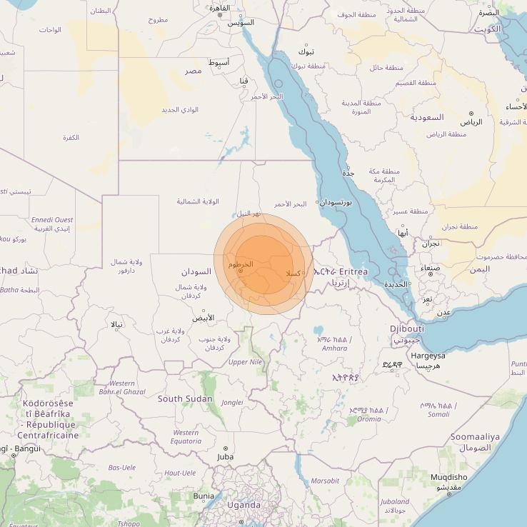 Al Yah 2 at 48° E downlink Ka-band Spot 36 User beam coverage map