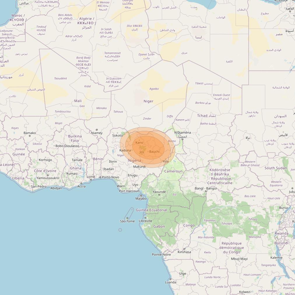 Al Yah 2 at 48° E downlink Ka-band Spot 61 User beam coverage map