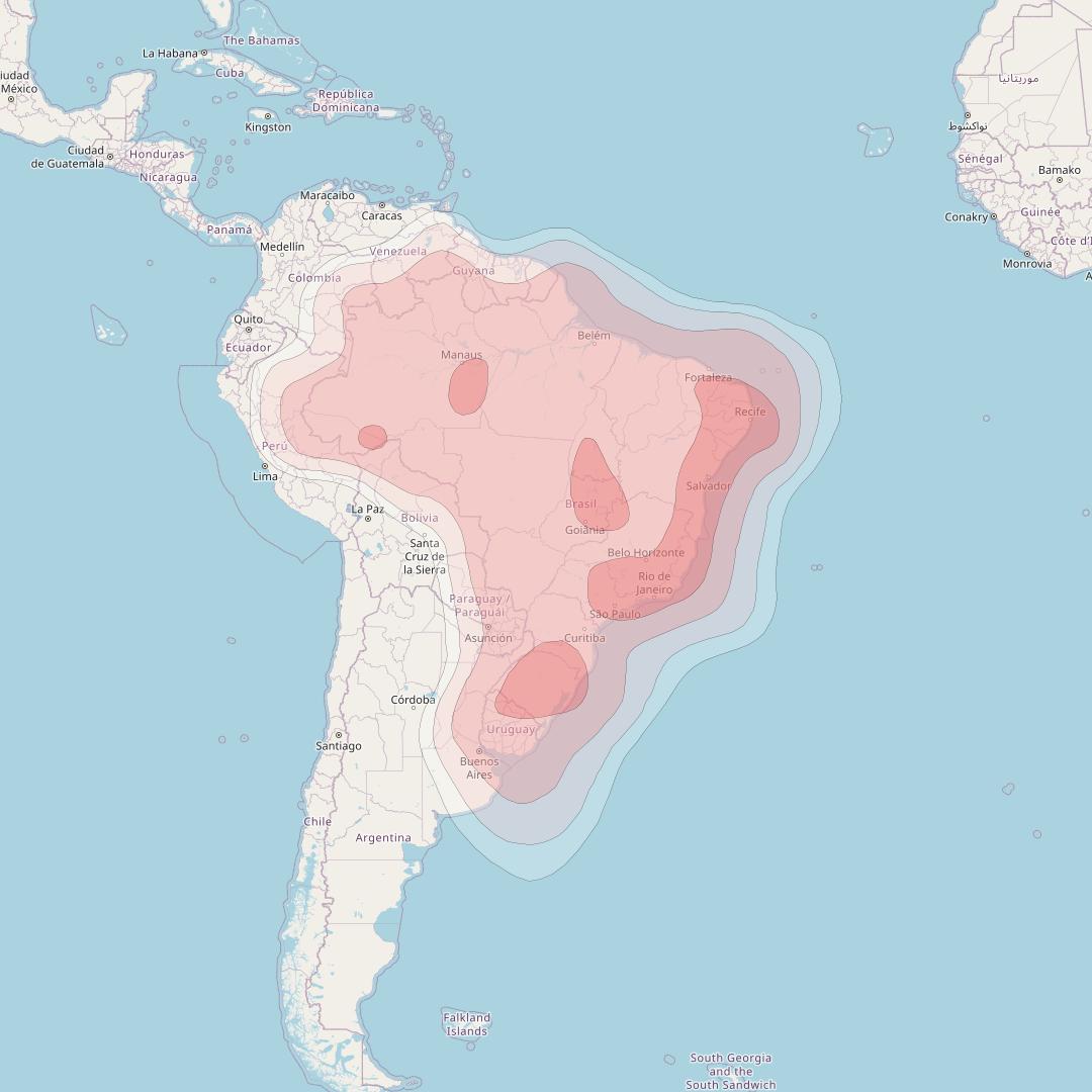 Intelsat 21 at 58° W downlink Ku-band Brazil beam coverage map