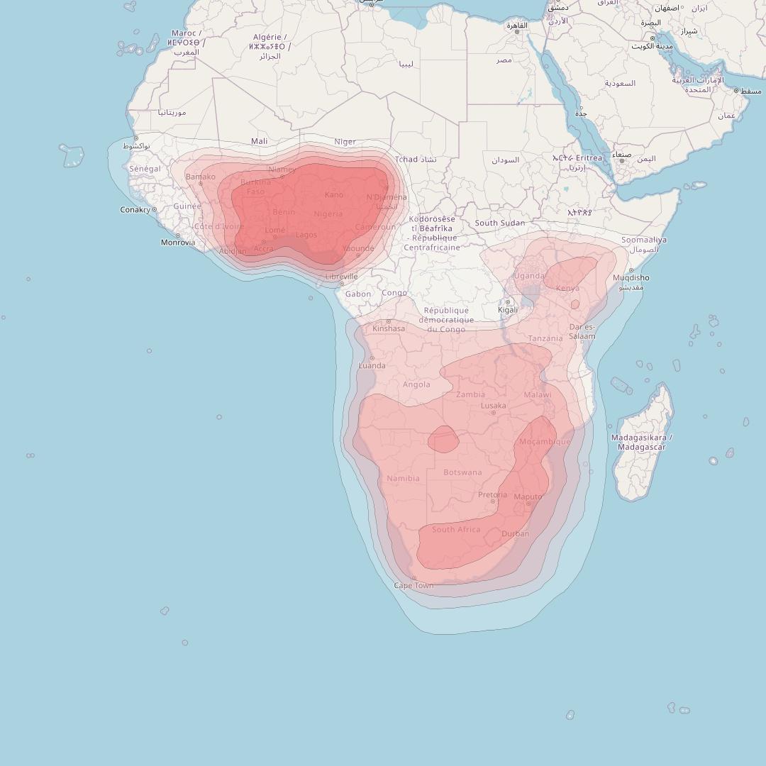 Astra 4A at 5° E downlink Ku-band Africa FSS Beam coverage map