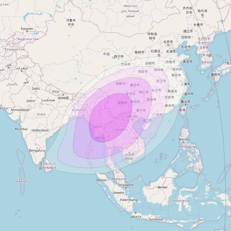 Intelsat 39 at 62° E downlink Cband Myanmar beam coverage map