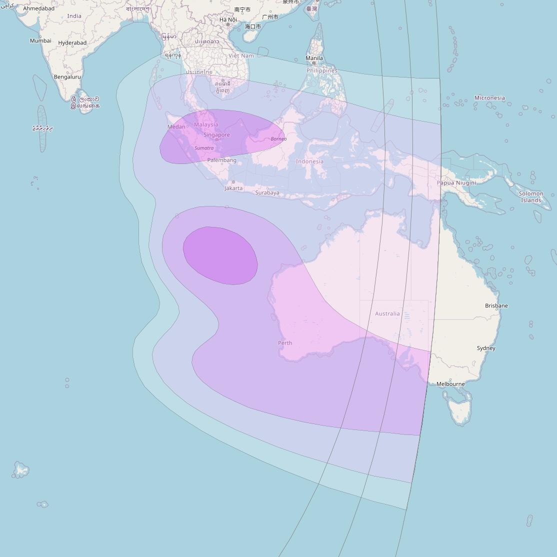 Intelsat 39 at 62° E downlink C-band South East Asia beam coverage map