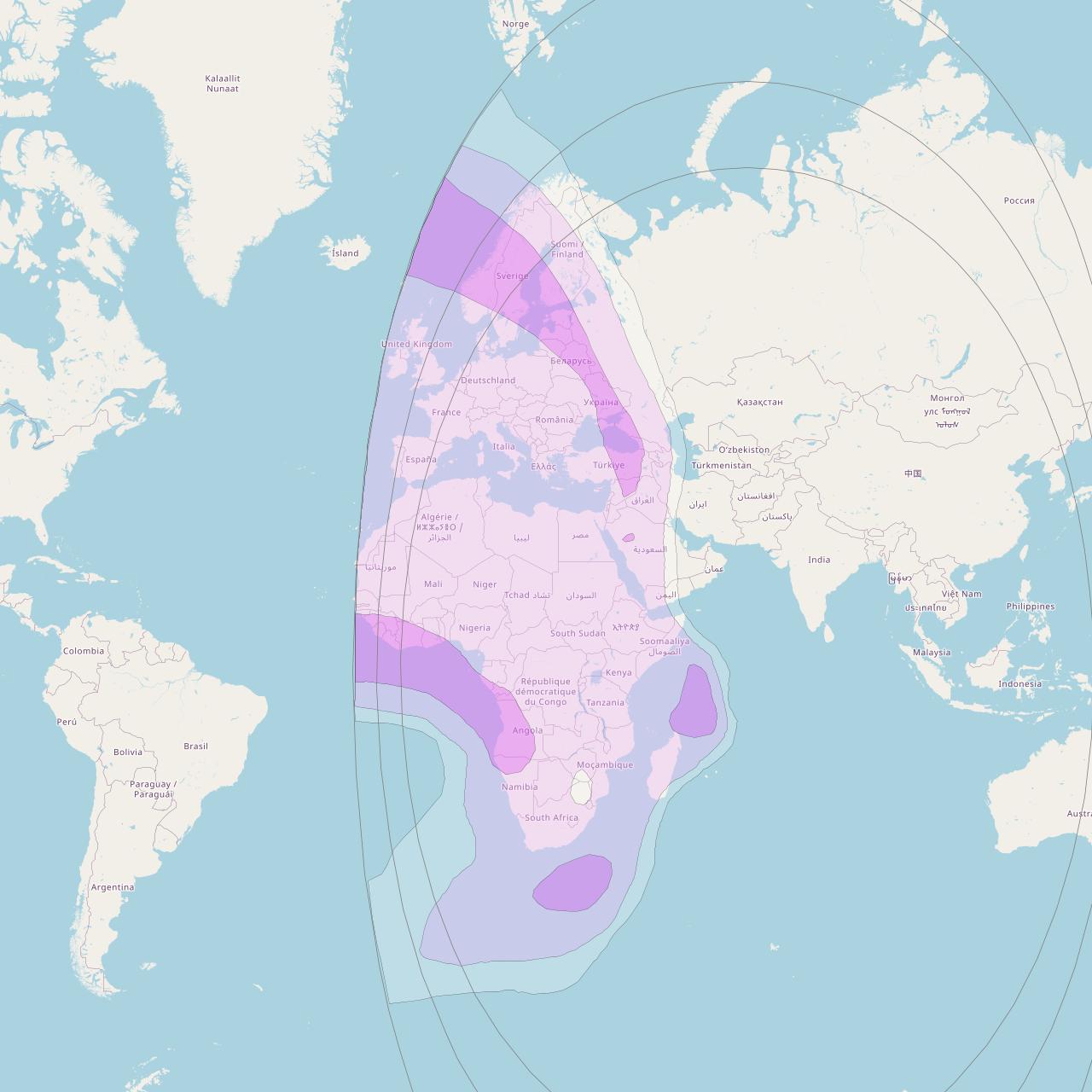 Intelsat 906 at 64° E downlink C-band West Hemi Beam coverage map