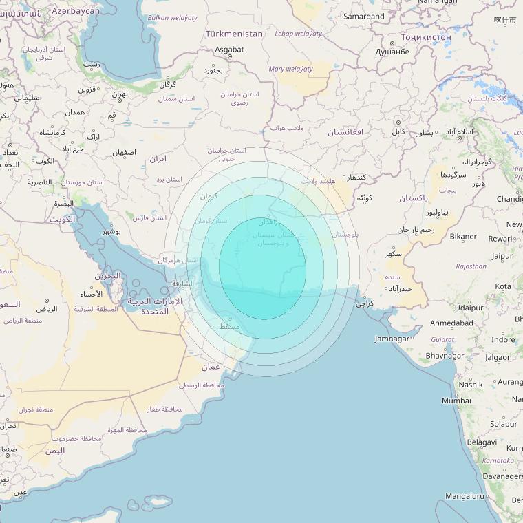 Inmarsat-4F2 at 64° E downlink L-band S093 User Spot beam coverage map