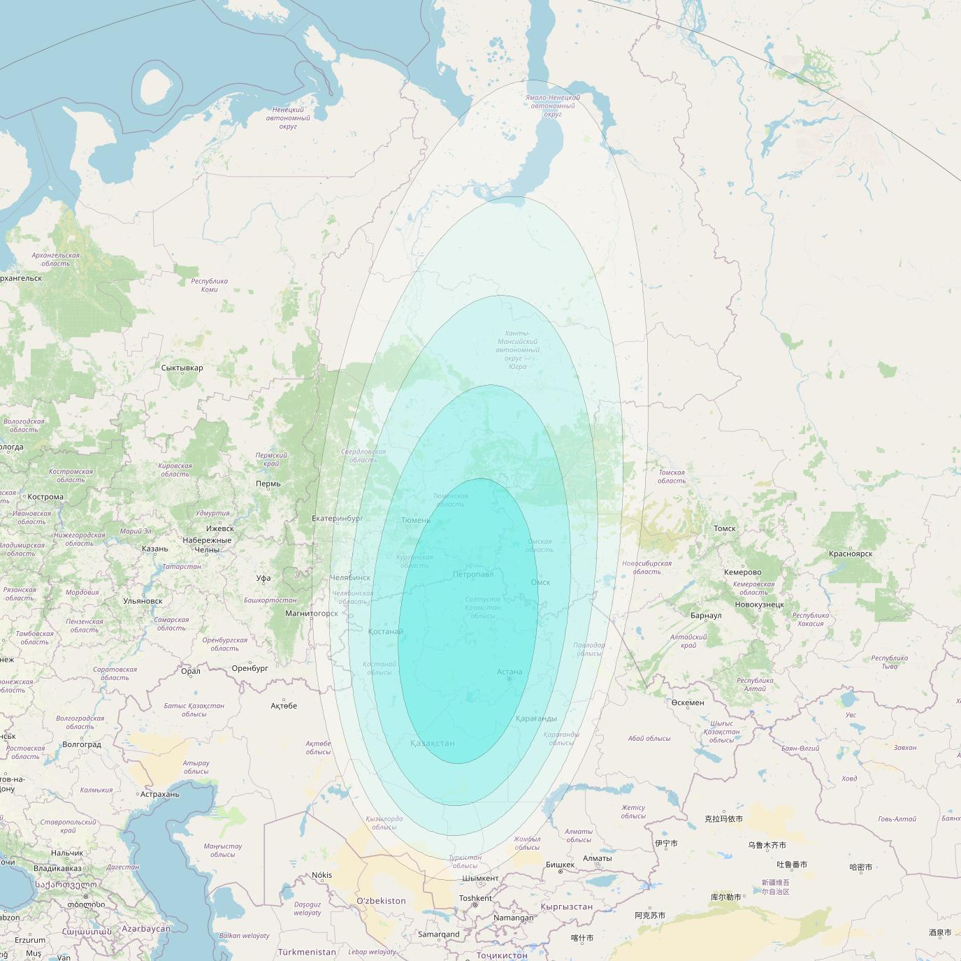 Inmarsat-4F2 at 64° E downlink L-band S110 User Spot beam coverage map