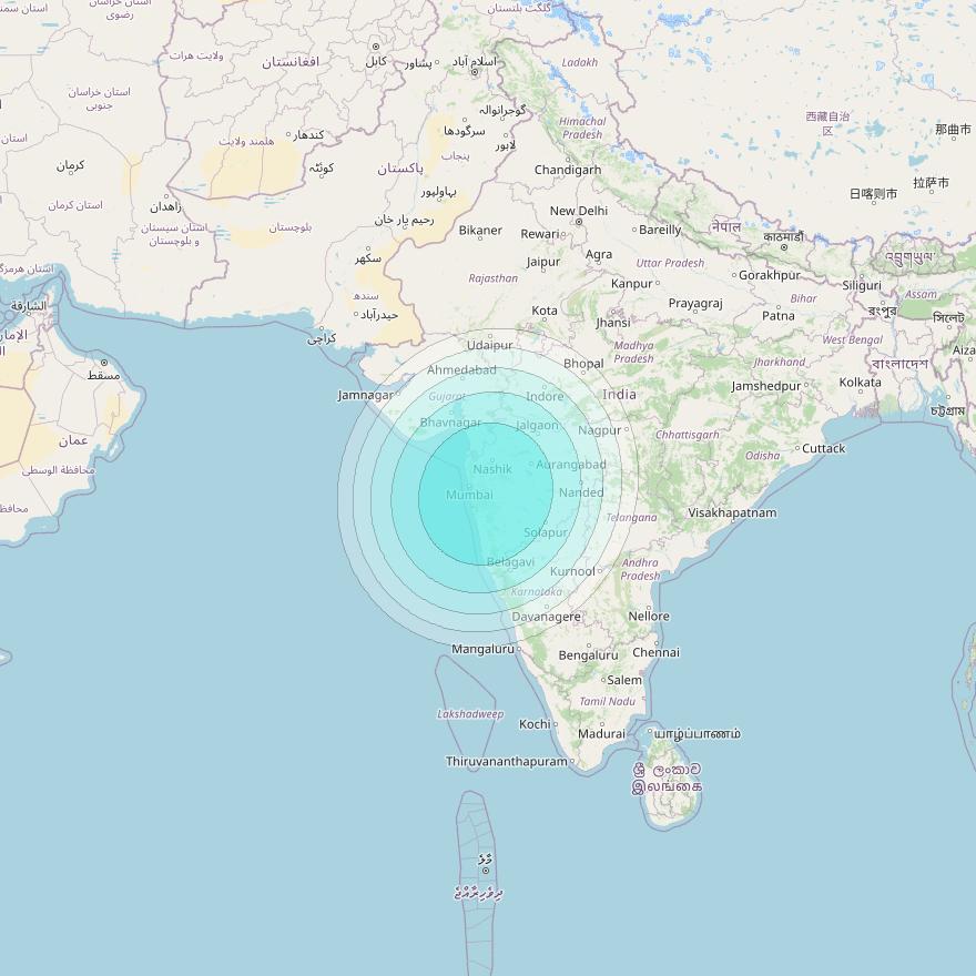 Inmarsat-4F2 at 64° E downlink L-band S121 User Spot beam coverage map