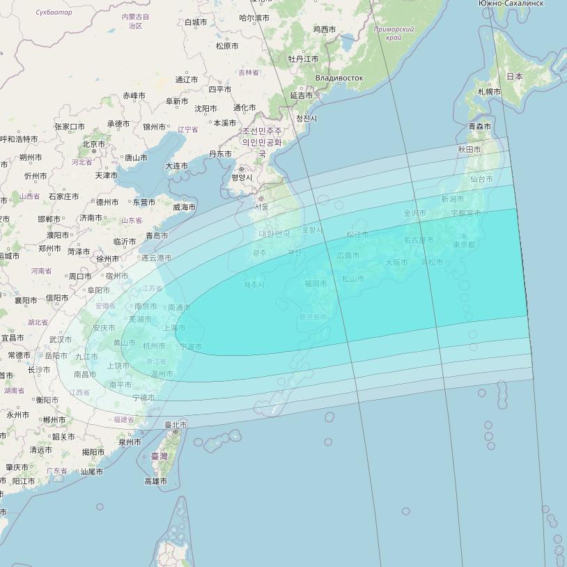 Inmarsat-4F2 at 64° E downlink L-band S187 User Spot beam coverage map
