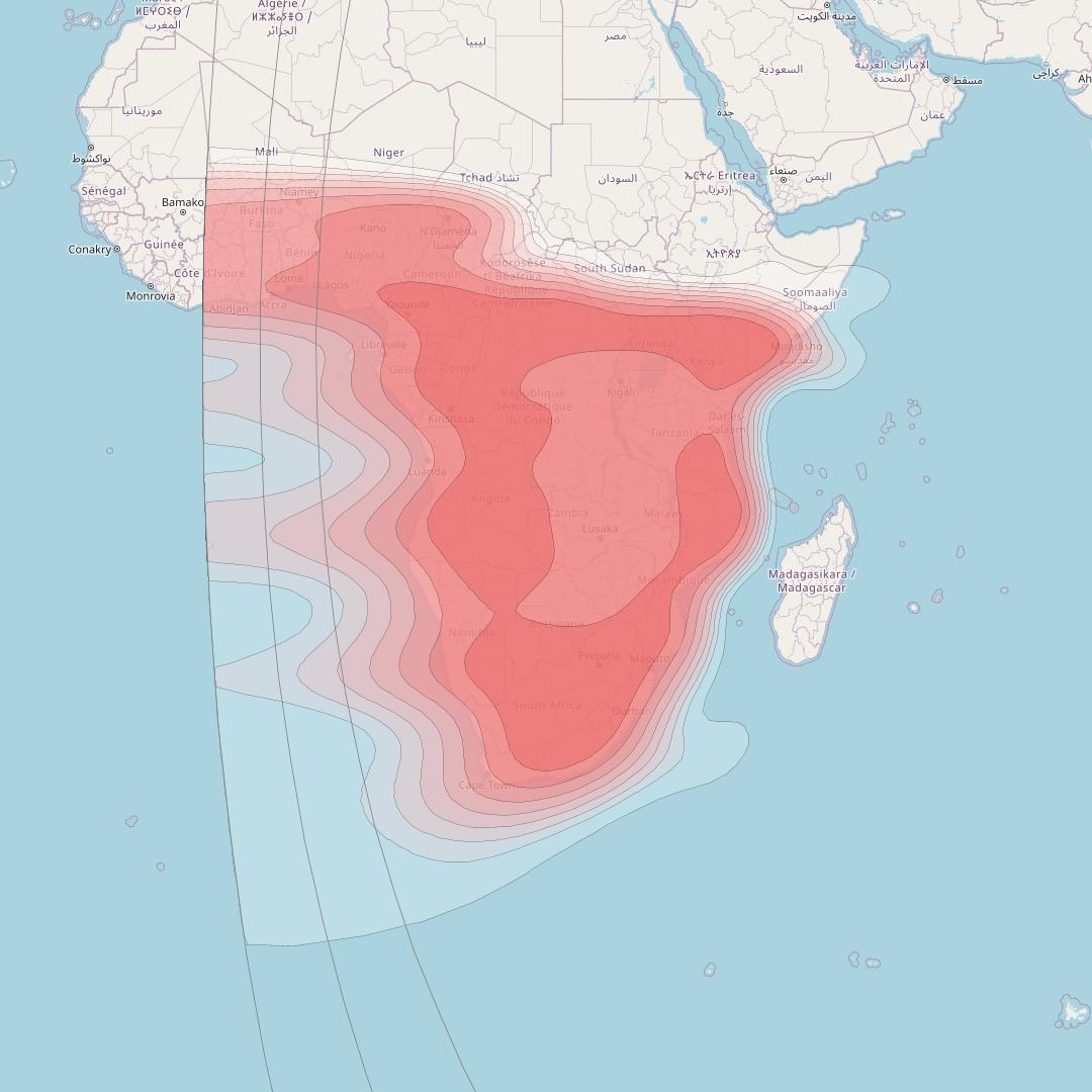 ABS-2 at 75° E downlink Ku-band S&C Africa beam coverage map