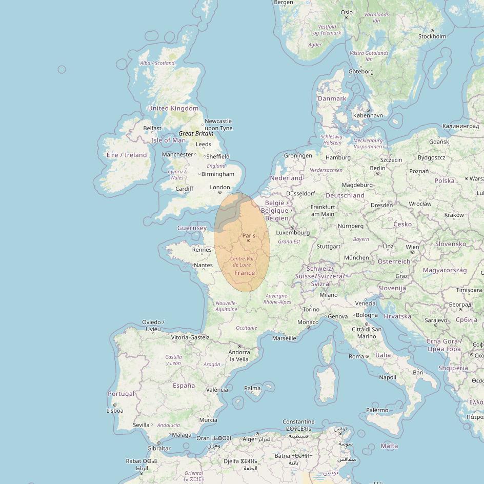 Eutelsat Konnect at 7° E downlink Ka-band EU06 User Spot beam coverage map