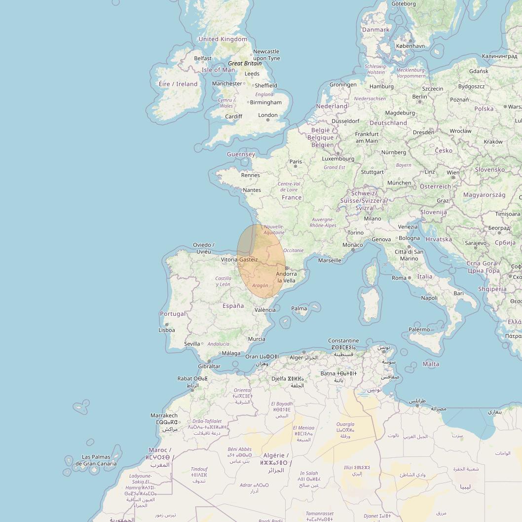 Eutelsat Konnect at 7° E downlink Ka-band EU14 User Spot beam coverage map