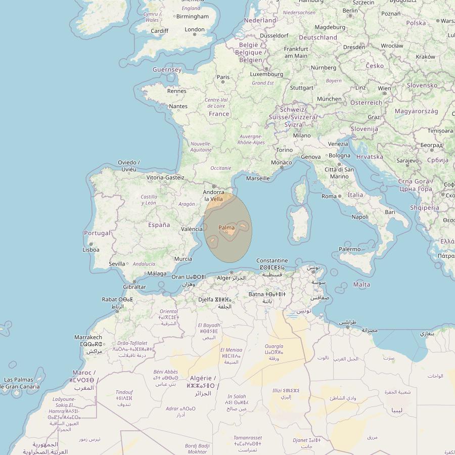 Eutelsat Konnect at 7° E downlink Ka-band EU23 User Spot beam coverage map