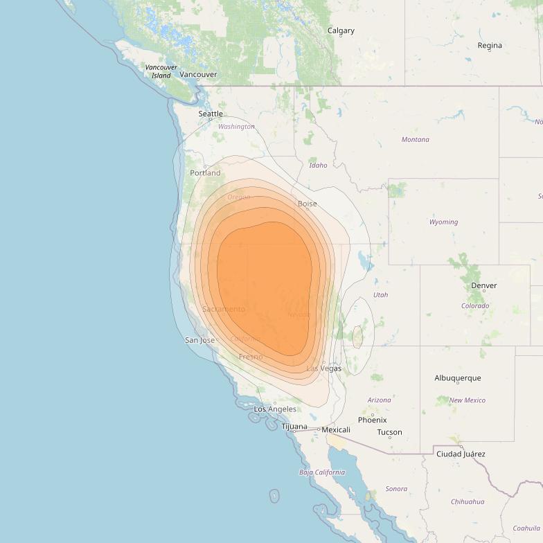 Directv 14 at 99° W downlink Ka-band Spot B22R (Reno) beam coverage map